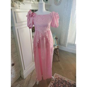 80s bubblegum pink lace formal dress,  Size 12 Girls